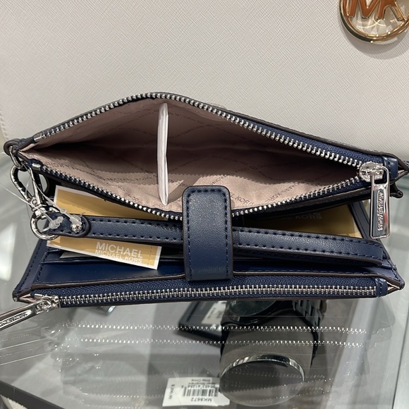 Michael Kors Jet Set Travel Large Double-Zip Wristlet-Wallet-PhoneHolder Admiral - Picture 6 of 16